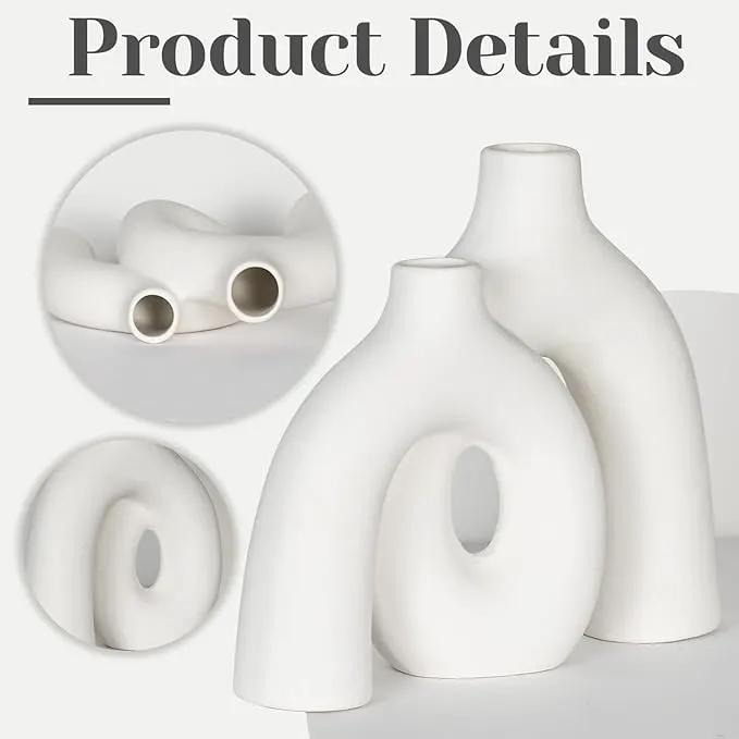 CEMABT Modern Nordic Boho Vase Set - Elegant White Matte Ceramic Home Decor for Living Room, Bookshelf, Mantel, Entryway Table & Console Décor | Shelf Decorations Gift by GreenHaven Gardens