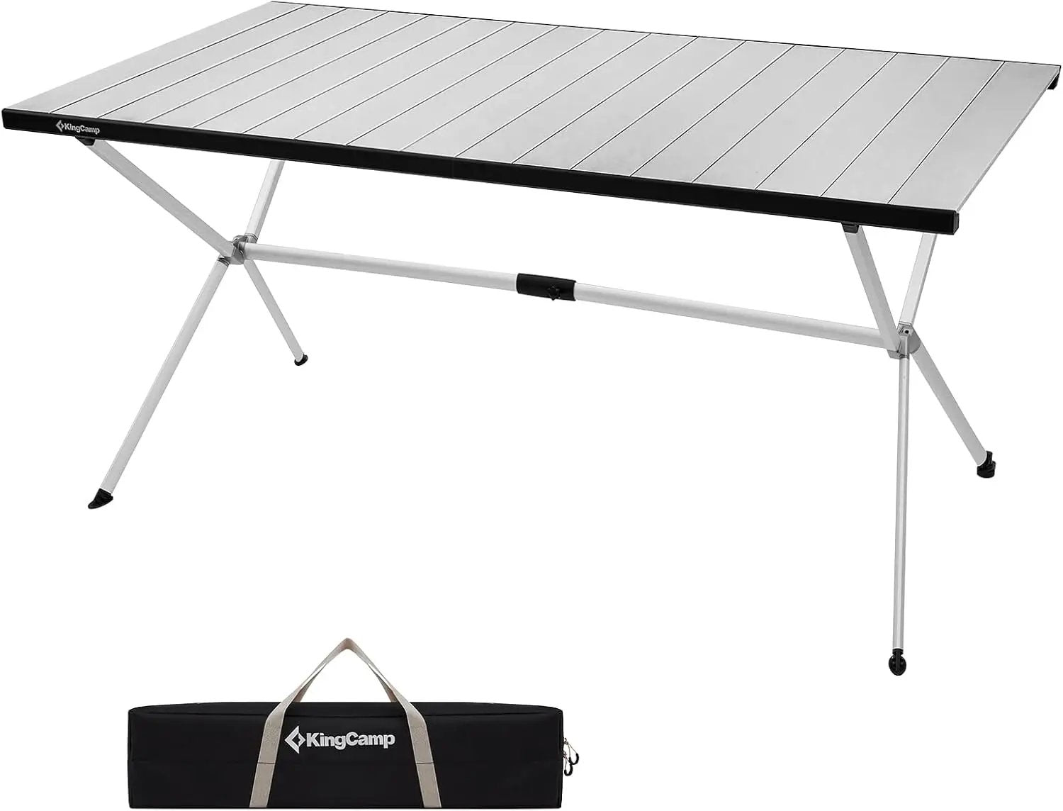 KingCamp Camping Table Roll up Aluminum Folding Table Lightweight Large Portable Foldable Camp Table for Picnic Camping Barbecue Backyard Beach Tailgate Indoor Outdoor, 4-6 Person, Support 176lbs by GreenHaven Gardens