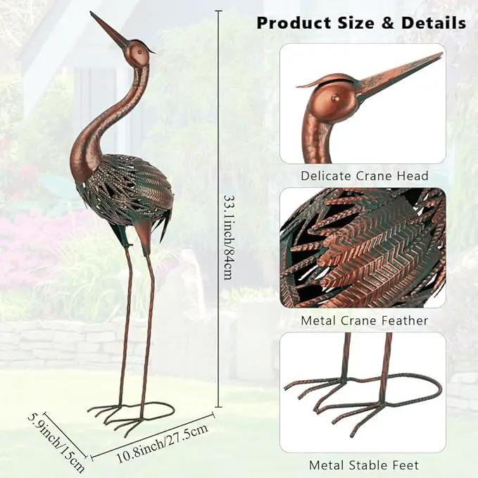 VEWOGARDEN Heron Outdoor Statues Metal Crane Garden Sculptures & Statues for Yard Lawn Patio Pool Outside Decorations, Bronze by GreenHaven Gardens