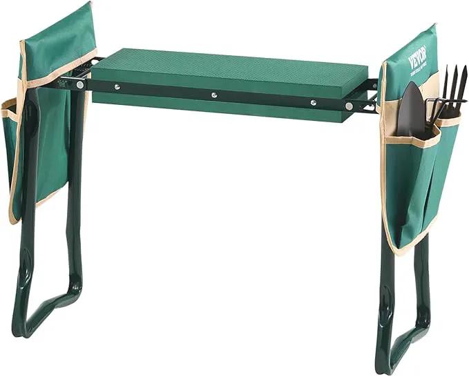 VEVOR Garden Kneeler and Seat Heavy Duty, Portable Garden Stool with 6'' EVA Kneeling Pad and 2 Tool Bags, Folding Garden Bench to Relieve Knee & Back Pain, Great Gifts for Seniors, Family Gardeners by GreenHaven Gardens