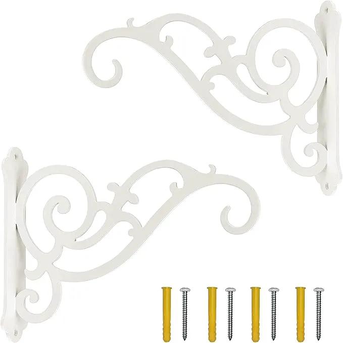 YOYOSO Sunshine Iron Hanging Planter Bracket, 2 Pcs 6-Inch Wall Hooks for Hanging Birds Feeders, Latern, Wind Chimes, Coat, Decorative Indoor Outdoor (Screws Included, White) by GreenHaven Gardens