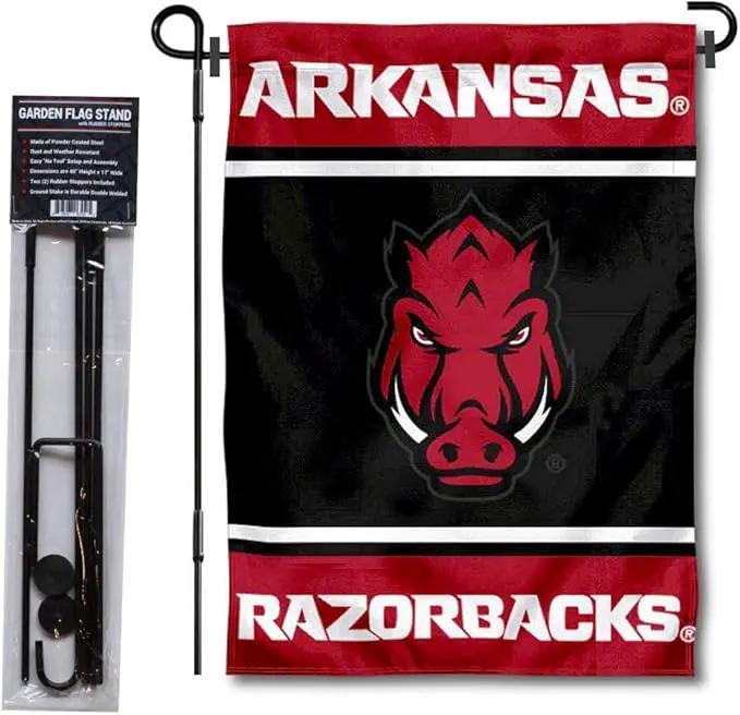 College Flags & Banners Co. Arkansas Razorbacks Garden Flag with Stand Holder by GreenHaven Gardens