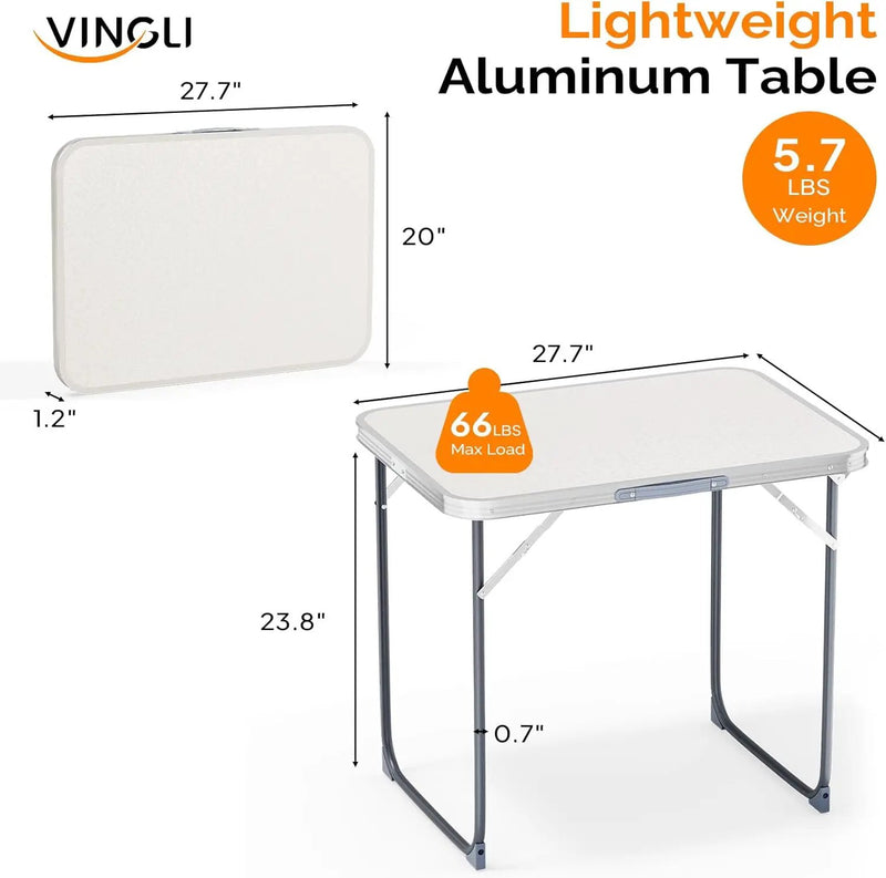 VINGLI 2.3FT Small Camping Table，Portable Camping Table with Carrying Handle, Picnic Table Foldable Table Essentials for Indoor Outdoor by GreenHaven Gardens