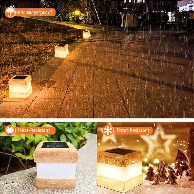 2 Pack Solar Garden Lights, Fake Rock Lights for Outdoor Pathway Yard, Solar Waterproof Decorative Rocks Lantern for Landscape Decor Brown by GreenHaven Gardens