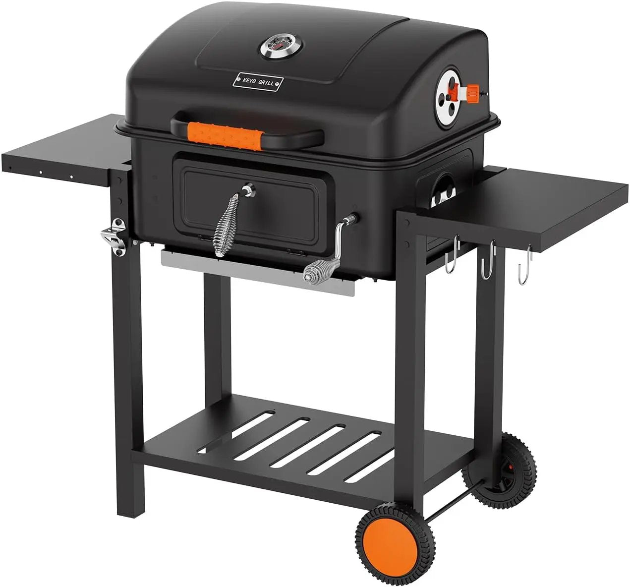 KEYO GRILL 24-Inch Movable Charcoal Grill, Dual Venting System Large BBQ Grills with Height Adjustable Charcoal Pan, Foldable Side Tables Outdoor Barbecue Grill for Backyard and Camping Grilling by GreenHaven Gardens