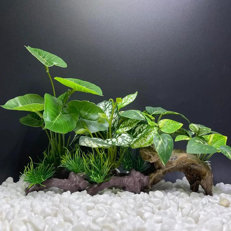 Smoothedo-Pets Fish Tank Decoration Aquarium Decoration 3 Pieces Ornament Betta Silk Leaf Cushion Hammock Artificial Driftwood Cave Goldfish Bowl Accessories (Mixed Leaf Set-G) by GreenHaven Gardens