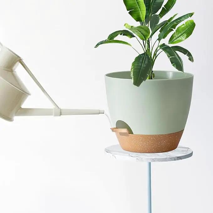 Indoor Pot For Plants 3 Pack 12/10/9 Inch Self Watering Pot For Lazy People,Self Watering Pots For Indoor Plants,Outdoor Pots For Succulent, African violets And Cactus Green Plastic Flower Pots by GreenHaven Gardens