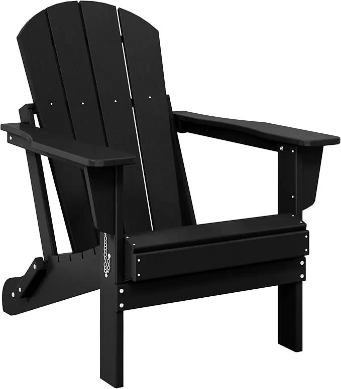 Westin Outdoors Laguna WO Home Outdoor Adirondack Folding Chair Lounger Seat Traditional Retro Home Furniture for Beach, Balcony, Backyard, Lawn, Patio, Pool, Deck, Garden (Black) by GreenHaven Gardens