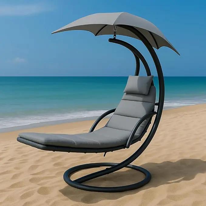 Weatherproof Replacement Cushion Pad and Umbrella for Hanging Lounge Chair Outdoor Chaise Hanging Hammock Chair - Long-Lasting, Fade-Resistant, Quick-Dry, Outdoor Lounge Replacement Set (Gray) by GreenHaven Gardens