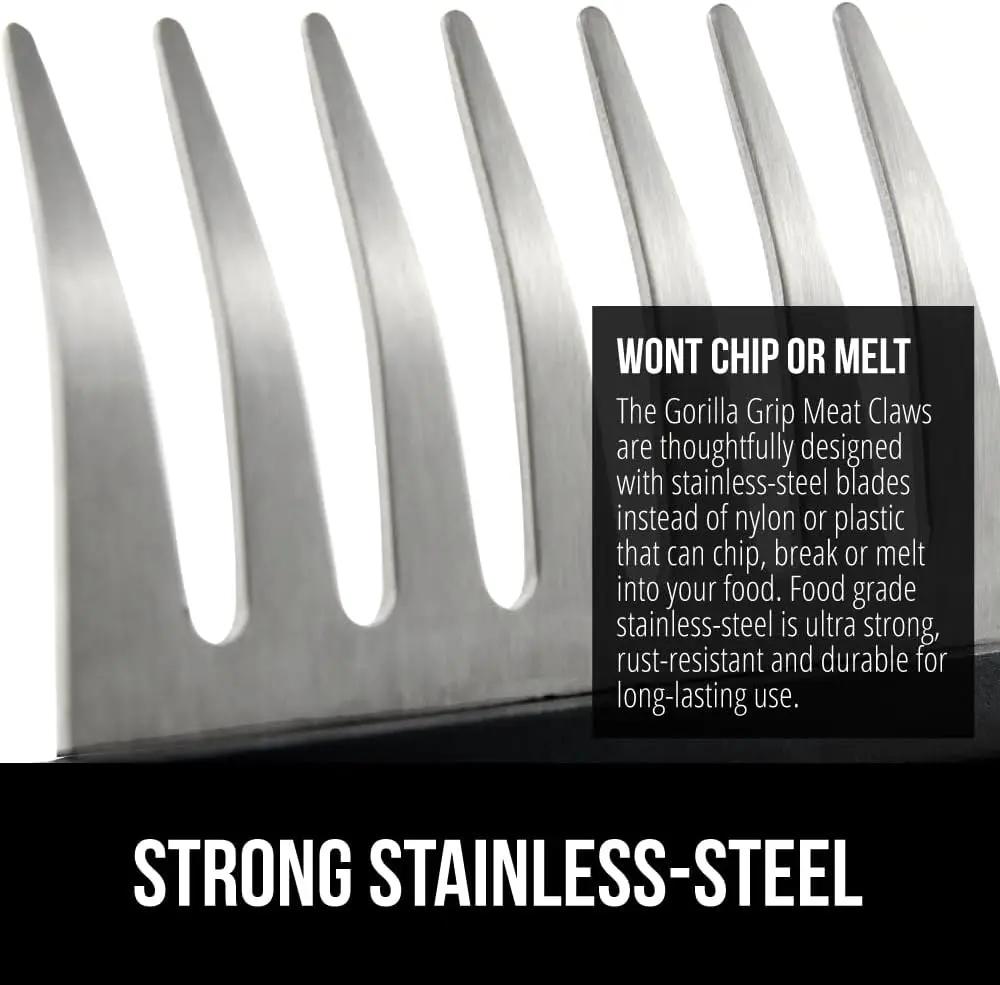 GORILLA GRIP BPA-Free Chicken Shredder Meat Claws, Sharp Stainless Steel Food Shredding Fork, Comfortable Handle, Easily Shred Pulled Pork, Taco Meats, Kitchen Smoker BBQ Tool, Dishwasher Safe, Black by GreenHaven Gardens