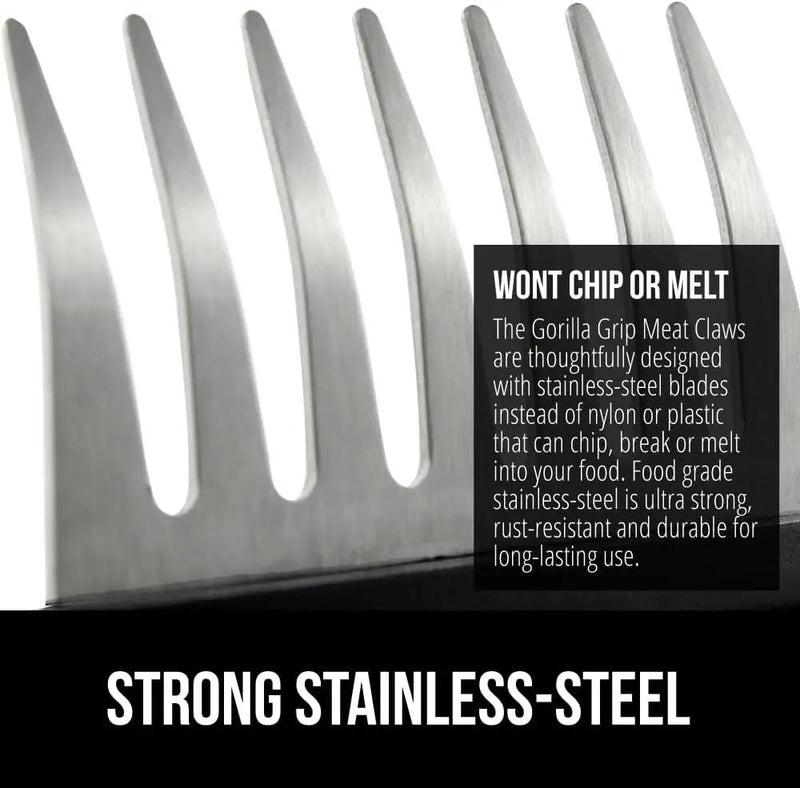 GORILLA GRIP BPA-Free Chicken Shredder Meat Claws, Sharp Stainless Steel Food Shredding Fork, Comfortable Handle, Easily Shred Pulled Pork, Taco Meats, Kitchen Smoker BBQ Tool, Dishwasher Safe, Black by GreenHaven Gardens