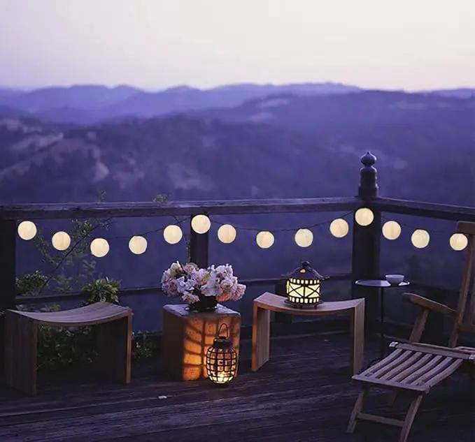 Lantern String Lights, 8.5 Ft Indoor Decor Light with 10 Waterproof Nylon Lantern, 8" Spacing Hanging Globe Light Set UL Certified Plug-in Connectable Decorative Lights for Indoor & Outdoor (White) by GreenHaven Gardens