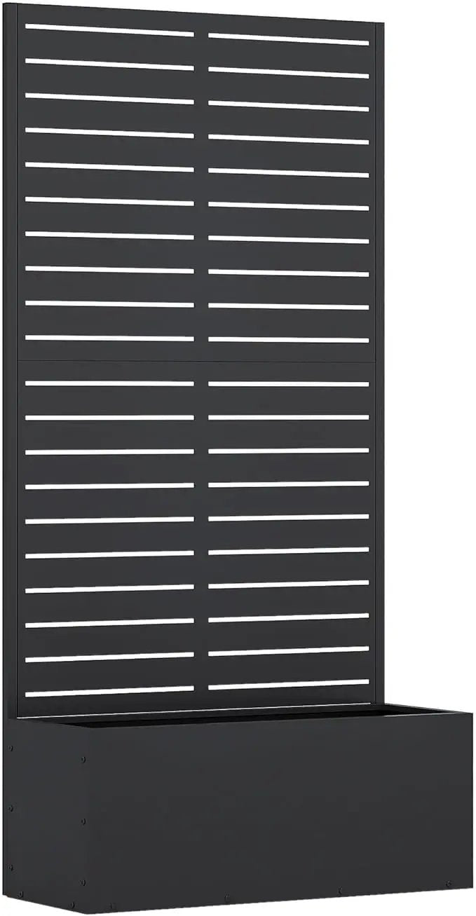 Casaphoria Metal Raised Garden Bed with Trellis, 59"x30"x12" Planter Box for Climbing Plants, Vegetables & Vines, Features Drainage Holes and Privacy Screen (Black-Louvered) by GreenHaven Gardens