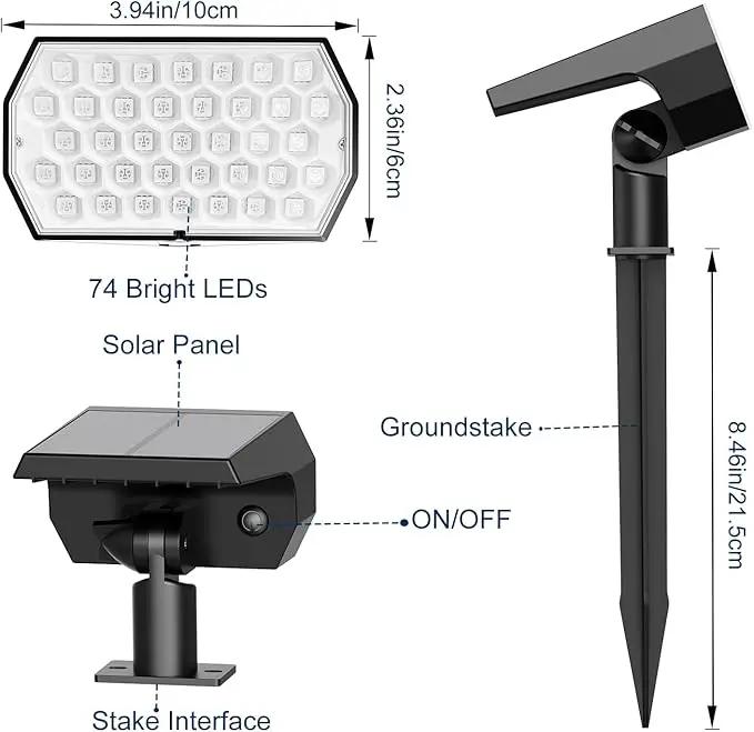 Solar Spot Lights Outdoor, [2 Pack/7 Colors/37 LED] 2-in-1 Solar Landscape Spotlights, IP65 Waterproof Auto On/Off Solar Powered Security Lights for Yard Garden Pathway Walkway by GreenHaven Gardens