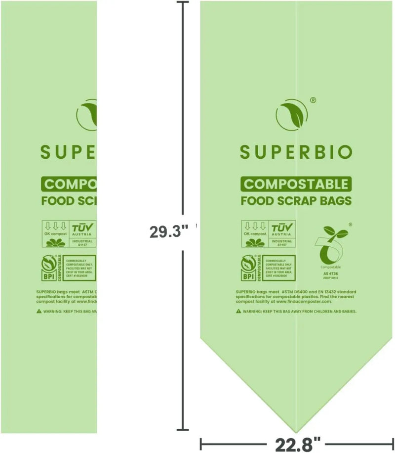 SUPERBIO 13 Gallon Compostable Kitchen Waste Bags, 50 Count, 1 Pack, Flat top Food Scrap bags, Certified by BPI and OK compost INDUSTRIAL, 49.2L, 0.87 Mil by GreenHaven Gardens