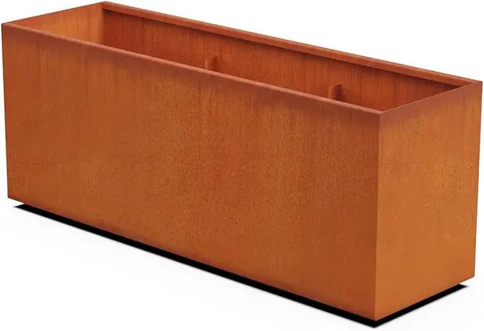 Corten Steel Planter Rectangle Outdoor Metal Garden Box Heavy Duty | Made in USA | Fully Assembled by GreenHaven Gardens
