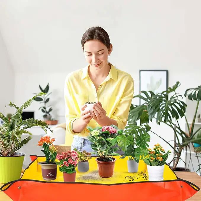 Gardening Gifts,Plant Accessories Indoor,Repotting Mat,Plant Repotting Mat,Gardening Hand Tools,Gardening Tool Set,Garden Tools,Indoor Gardening Tools,Gifts for Gardeners(Orange 39.37*39.37 in) by GreenHaven Gardens