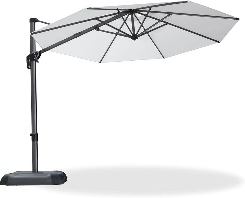 PURPLE LEAF 10 Feet Patio Umbrella Outdoor Cantilever Round Umbrella Aluminum Offset Umbrella with 360-degree Rotation for Garden Deck Pool Patio White by GreenHaven Gardens