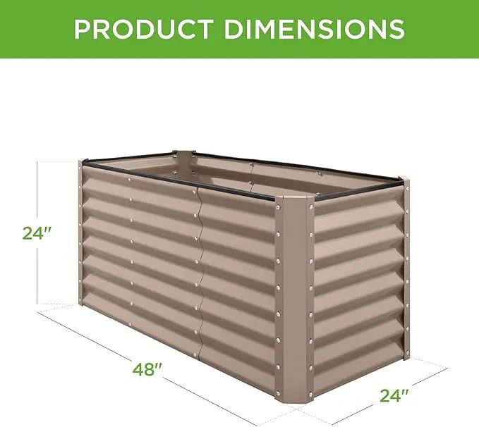 Best Choice Products 4x2x2ft Outdoor Metal Raised Garden Bed, Deep Root Planter Box for Vegetables, Flowers, Herbs, and Succulents w/ 119 Gallon Capacity - Taupe by GreenHaven Gardens