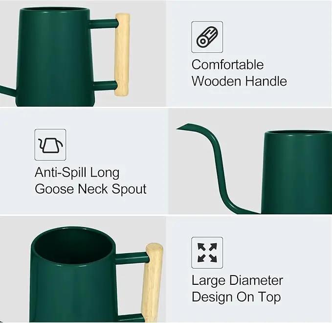 Watering Can Indoor Plants, 35 oz/1000 ml Metal Stainless Steel Watering Can Pot with Long Spout for Indoor House Plants Bonsai Outdoor Garden Flower Decorative (Alpinegreen) by GreenHaven Gardens