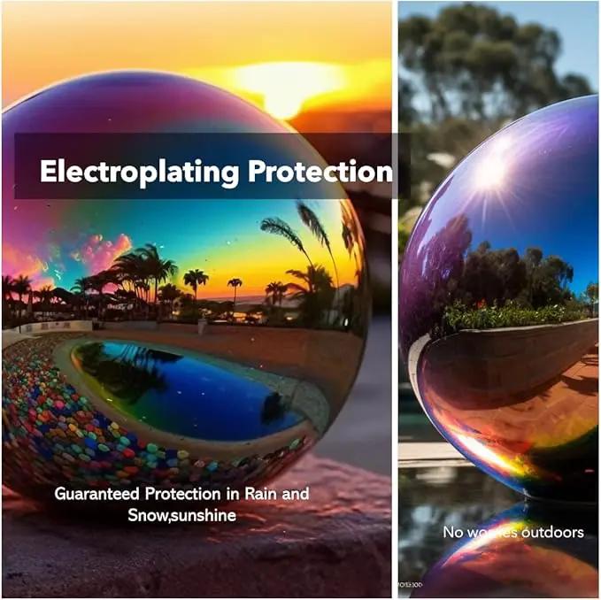 12 Inch Stainless Steel Gazing Globe,v2croft Hollow Ball Mirrored Surface Polished Shiny Sphere,Garden Stainless Steel Gazing Ball for Outdoor Lawn Pond Yard Ornament(rainbow) by GreenHaven Gardens