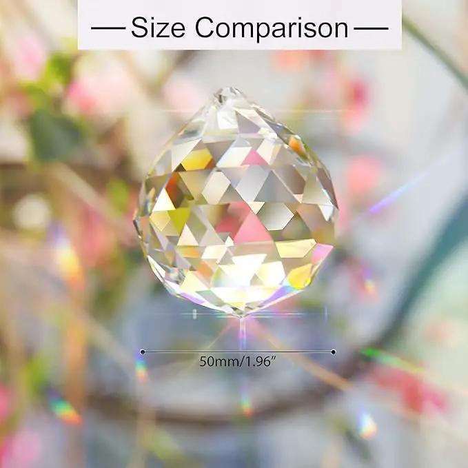 MerryNine 6 Pcs Clear Crystal Ball Prism Sun Shine Catcher Rainbow Pendants Maker, Hanging Crystals Prisms for Windows, for Feng Shui, for Gift (1.96"/50mm 6Pack) by GreenHaven Gardens