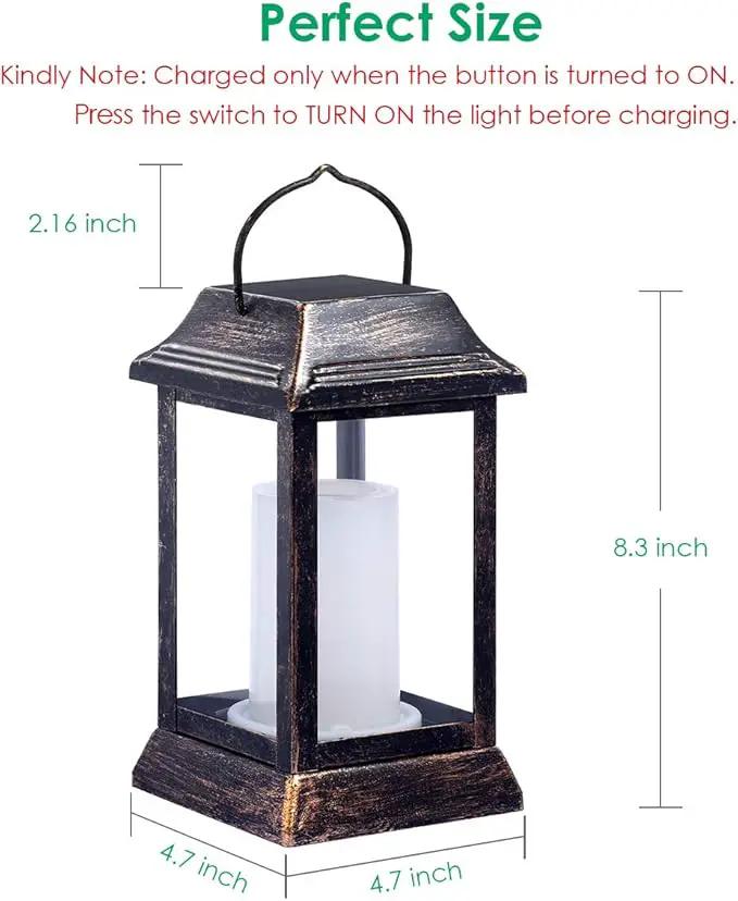 TomCare Solar Lights Metal Flickering Flame Solar Lantern Outdoor Hanging Lanterns Lighting Heavy Duty Solar Powered Waterproof LED Flame Lights for Patio Garden Christmas Decorations, 2 Pack (Bronze) by GreenHaven Gardens