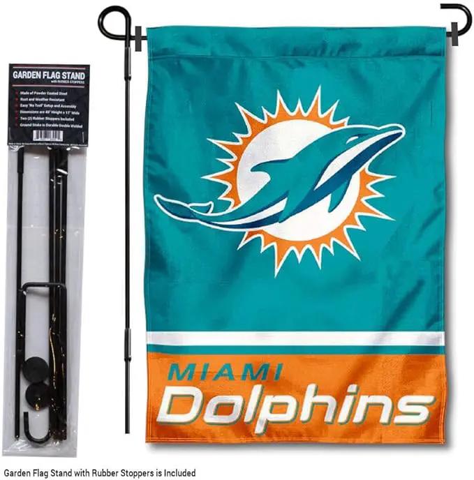 WinCraft Miami Dolphins Garden Flag with Stand Holder by GreenHaven Gardens