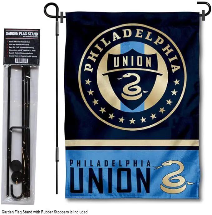 WinCraft Philadelphia Union Garden Flag with Stand Pole Holder by GreenHaven Gardens