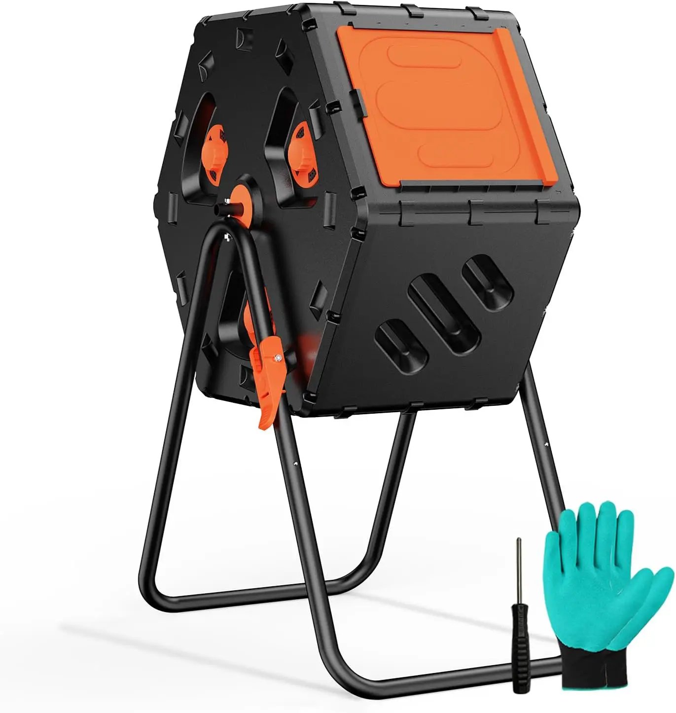 Compost Bin Outdoor 22.5 Gallon, Easy Assemble Composter Tumbler, 360°Rotating Garden Compost Bin for Fast Composting, Tumbling Composter for Outside, Backyard, and Yard by GreenHaven Gardens
