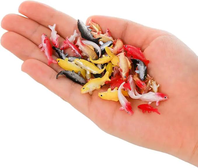 ZENFUN 50 Packs Mini Koi Fish, Cute Miniature Fish Fake Mini Fish Set, Plastic Small Koi Fish, Tiny Fish Model Bulk for Ornament Supplies, Cake Decoration, Fish Tank DIY, Fairy Garden Supplies by GreenHaven Gardens