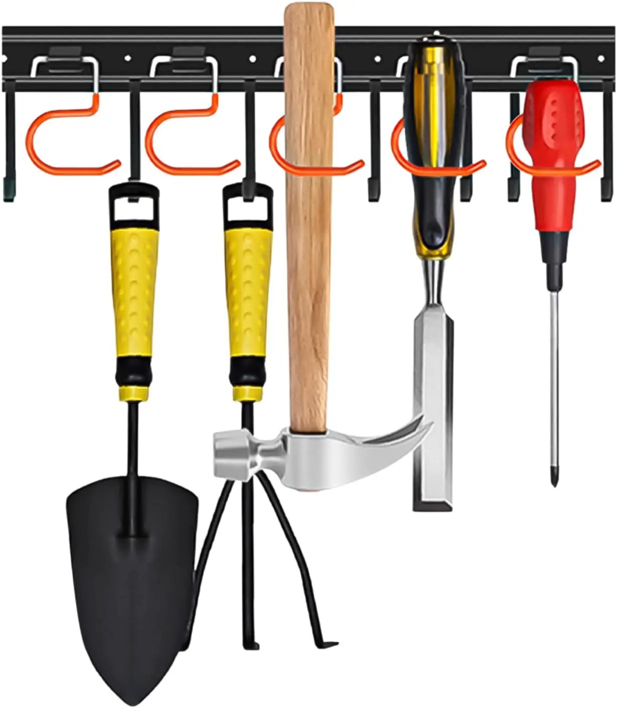 17'' All Metal Garden Tool Organizer Adjustable Garage Tool Organizer Wall Mount Garage Organizers and Storage with Heavy Duty Hooks Tool Hangers for Garage Wall, Shed, Garden by GreenHaven Gardens