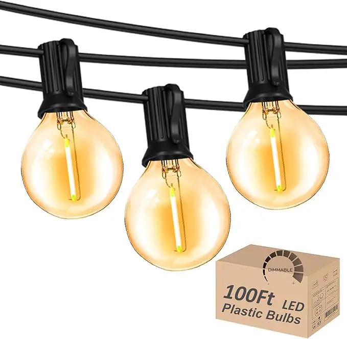 Outdoor String Lights 100FT Globe String Lights with 52 Dimmable G40 Shatterproof LED Bulbs,Waterproof Connectable Patio Light String Lights for Backyard Hanging Lights,2700K Warm Glow by GreenHaven Gardens