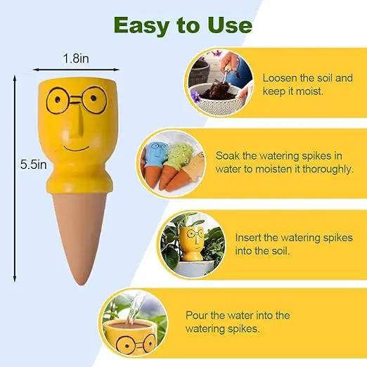 Self Watering Spikes for Plants, Terracotta Slow Release Watering System - Vacation Plant Waterer, 4 Pack Automatic Plant Watering Devices for Indoor Outdoor Potted Plants by GreenHaven Gardens