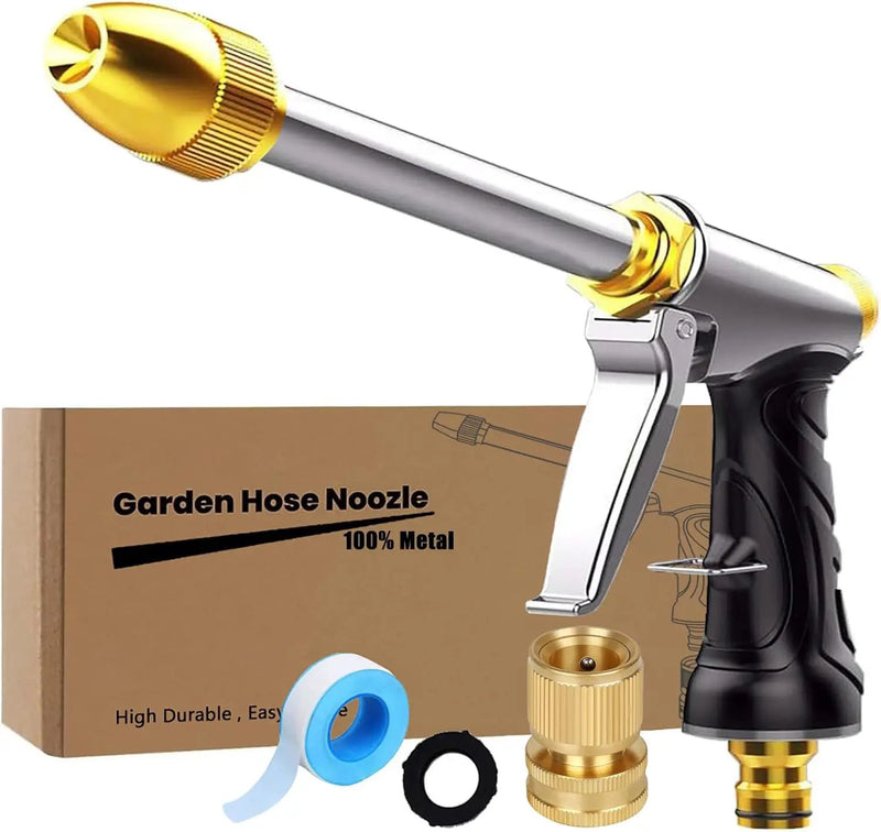 Upgrade Garden Hose Nozzle,100% Heavy Duty Metal Spray Gun With Full Brass Nozzle,High Pressure Water Hose Nozzle Sprayer Head,3/4" Quick Connectors,for Lawn & Garden,Washing Cars,Showering Dogs&Pets by GreenHaven Gardens