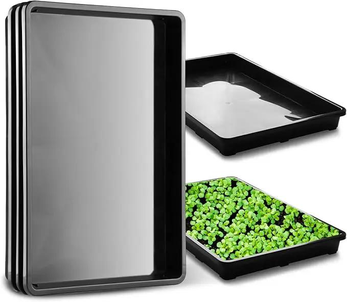 5 Pack Nursery Potting Tray, Carrying and Holding Plant Tray for Seeds Starting Pot, Collecting Drainage Water(Black) by GreenHaven Gardens