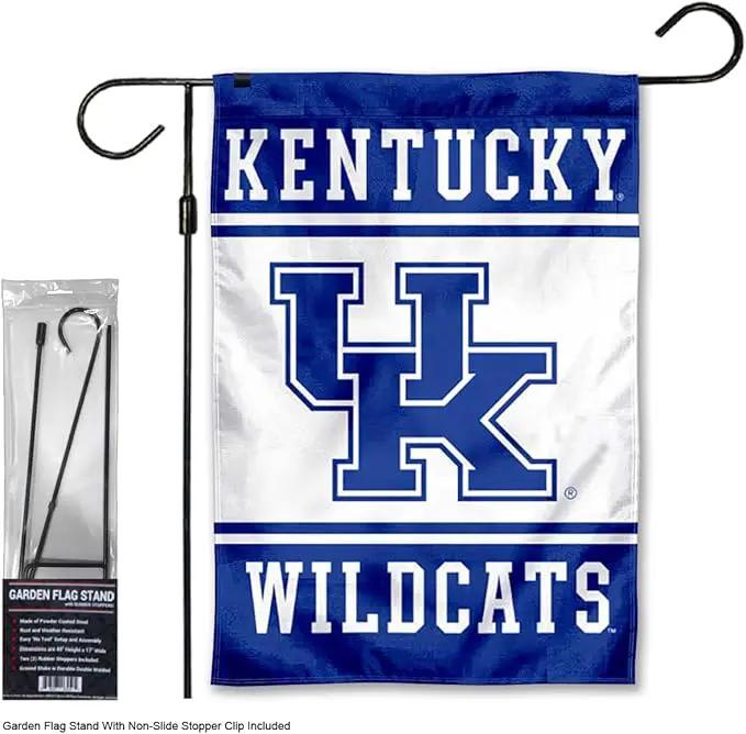 Kentucky Wildcats Garden Banner Flag with Flag Pole Stand Set by GreenHaven Gardens