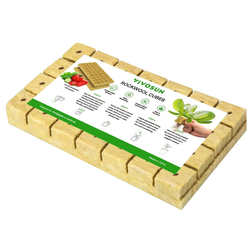 VIVOSUN 1.6" Rockwool Cubes, 28 Plugs Stonewool Starter Grow Cubes for Cuttings, Cloning, Plant Propagation, Seed Starting, Hydroponic Grow Media for Vigorous Plant Growth, 1 Sheets of 28 Plugs by GreenHaven Gardens