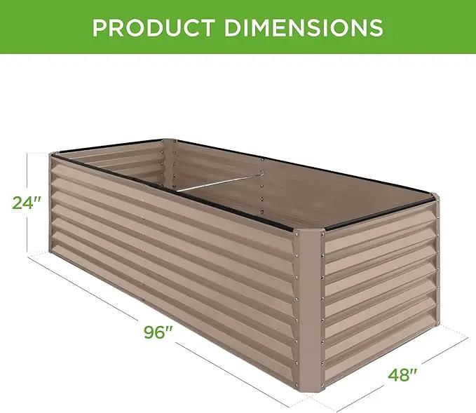 Best Choice Products 8x4x2ft Outdoor Metal Raised Garden Bed, Deep Root Planter Box for Vegetables, Flowers, Herbs, and Succulents w/ 478 Gallon Capacity - Taupe by GreenHaven Gardens