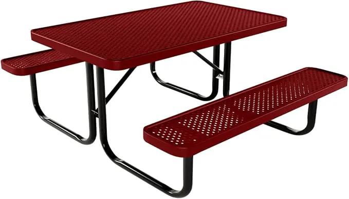 Coated Outdoor Furniture Heavy-Duty Portable Outdoor Kids Table, Punched Steel Kids Picnic Table, Commercial-Grade Picnic Table, Made in America (4ft Rectangular, Childrens, Textured Burgundy) by GreenHaven Gardens