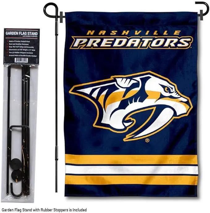 WinCraft Nashville Predators Garden Flag with Pole Stand Holder by GreenHaven Gardens