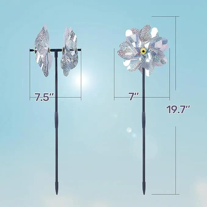 BATTIFE 6 Sets Pinwheels for Yard and Garden, Double Sides Reflective Bird Deterrent Pinwheel, Large Silver Outdoor Sparkly Wind Spinner, Pin Wheels for Lawn and Patio… by GreenHaven Gardens