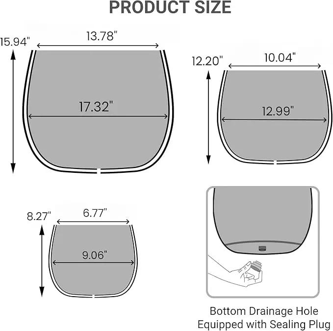 Large Outdoor Planter, 17.32"+12.99"+9.06" Dia Round Weathered Concrete Planter Set of 3, Flower Pots with Drainage Holes, Sealing Plug for Garden, Patio, Home, Office, Greenish Bronze Rust by GreenHaven Gardens
