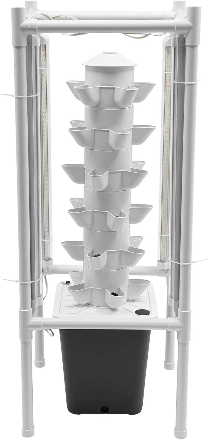 Hydroponic Growing Tower System Kit, 30-Plant Vertical Hydroponics Garden Tower with LED Grow Light, for Outdoor Indoor Herbs Fruits Vegetables Smart Garden Planter Kit by GreenHaven Gardens