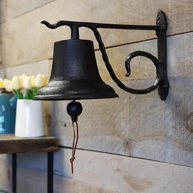 NACH Rustic Cast Iron Doorbell, Medium Door Bells for Homes, Classic Dinner Bell, Black Doorbell, 12.2 x 7.7 x 8.3 Inches, JS-90-096 by GreenHaven Gardens