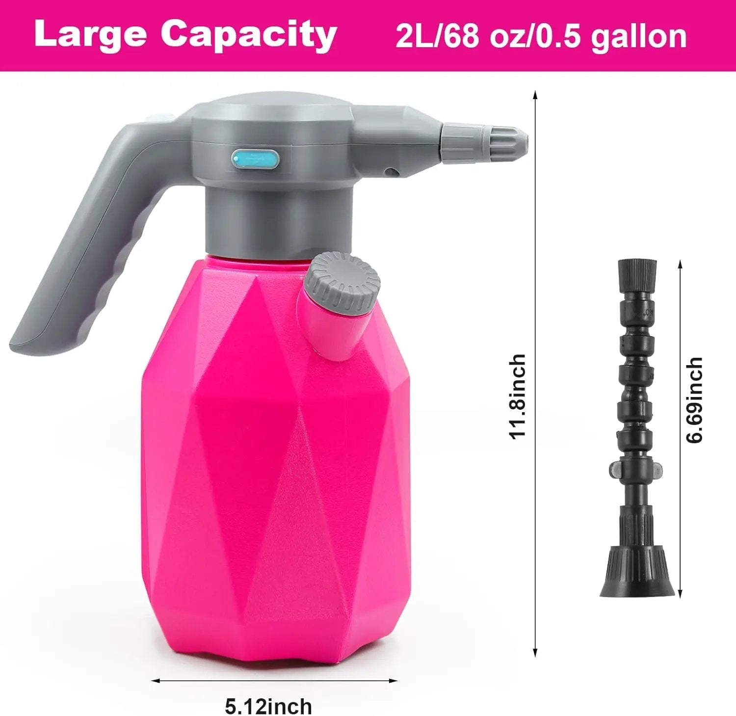 0.5 Gallon Electric Spray Bottle Plant Mister for Indoor/Outdoor Plants, 2L Automatic Watering Can Rechargeable Battery Powered Sprayer with Adjustable Spout for Garden, Fertilizing, Cleaning by GreenHaven Gardens