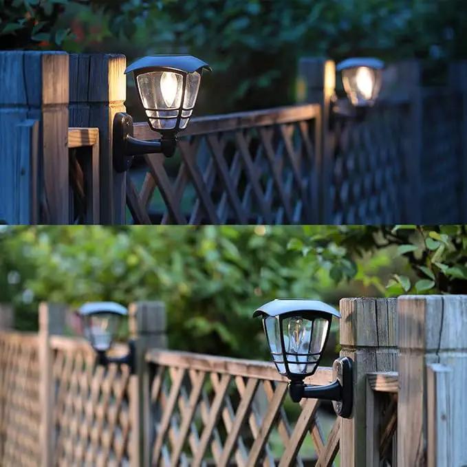 MAGGIFT 4 Pack Solar Powered Wall Lantern, Outdoor 10 Lumen LED Edison Bulb Warm White Solar Lights Wall Sconce with No Wiring Required, Fixture with Wall Mount Kit by GreenHaven Gardens