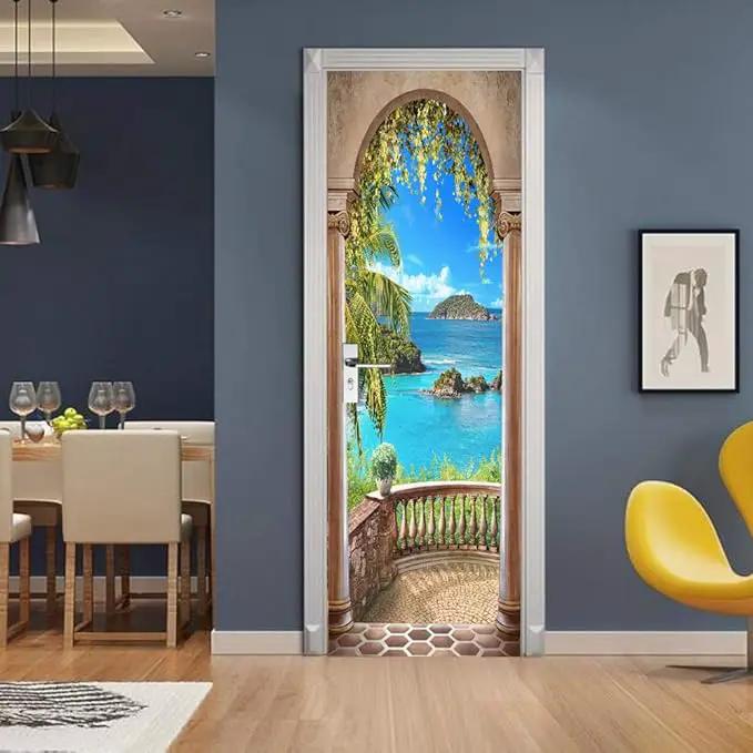 3D Door Stickers Murals - Peel & Stick Landscape - Wallpaper Decals - Removable PVC Waterproof Door Poster - Bedroom & Living Room Decoration - 37.4" x 78.7" by GreenHaven Gardens