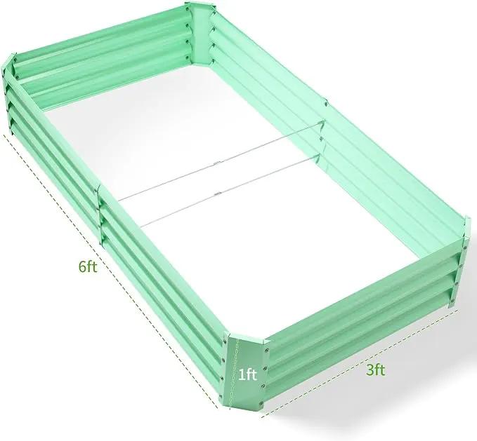 Land Guard 6×3×1ft Galvanized Metal Raised Garden Bed, Metal Planter Kit Box Outdoor for Deep-Rooted Vegetables, Flowers, Green and Herbs (Lime Green)… by GreenHaven Gardens