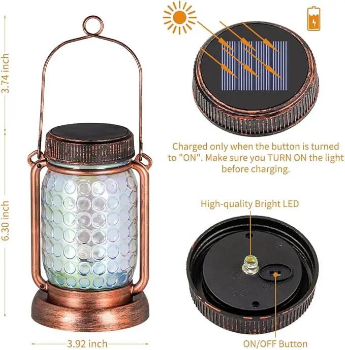 Outdoor Garden Decor, 4 Pack Solar Lantern Waterproof Warmwhite Mason Jar Hanging Lights, Porch Decorative for Garden Yard Patio Backyard Deck Courtyard Lawn by GreenHaven Gardens